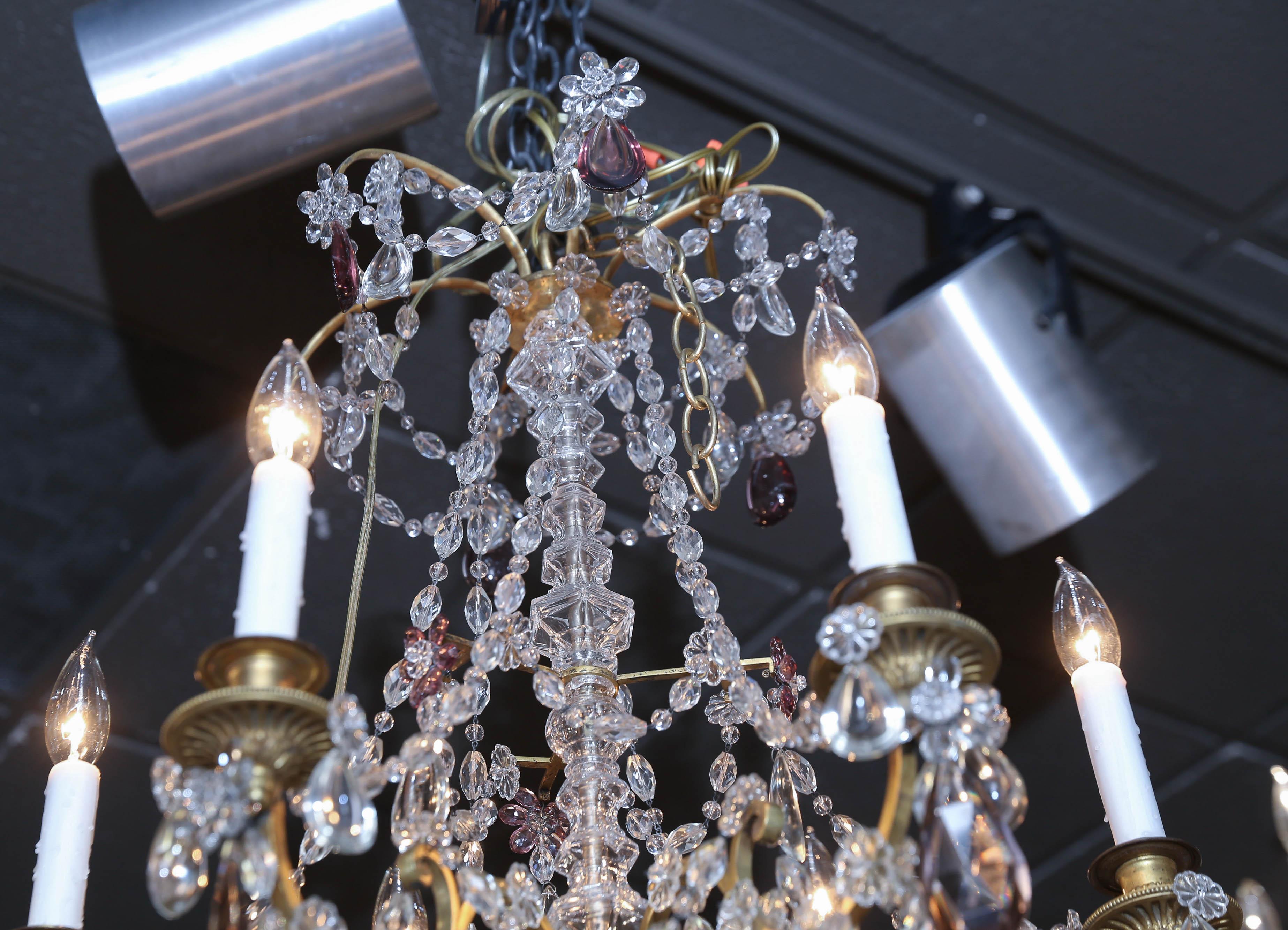 Gilt Bronze and Crystal Chandelier in the Marie Antoinette Style For Sale 1
