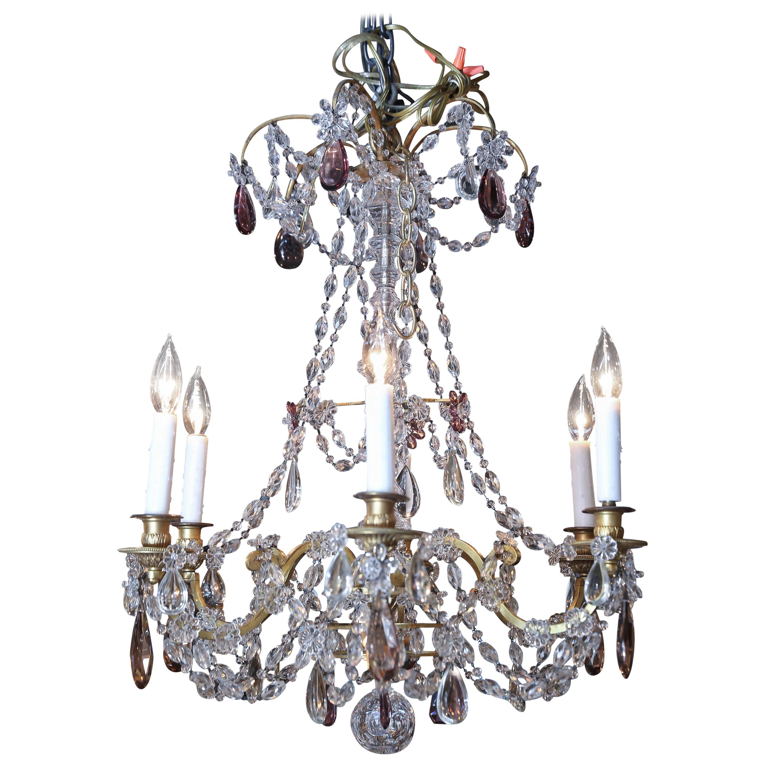 Gilt Bronze and Crystal Chandelier in the Marie Antoinette Style For Sale