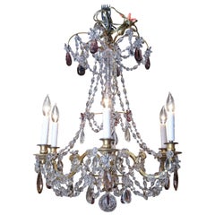Antique Gilt Bronze and Crystal Chandelier in the Marie Antoinette Style