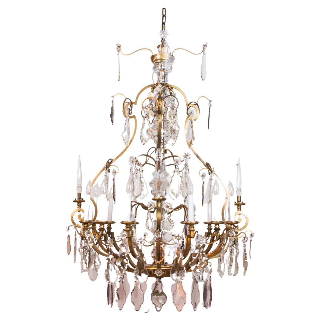 Gilt Bronze and Crystal French Chandelier For Sale