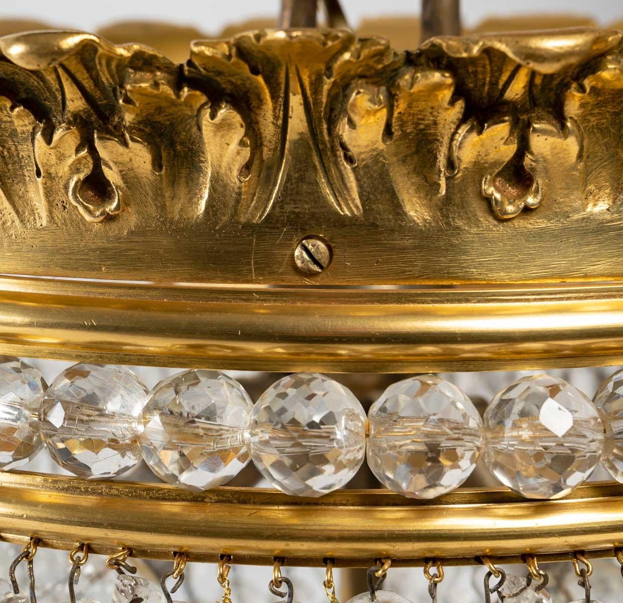 Napoleon III Gilt Bronze and Crystal Pendant, 19th Century For Sale