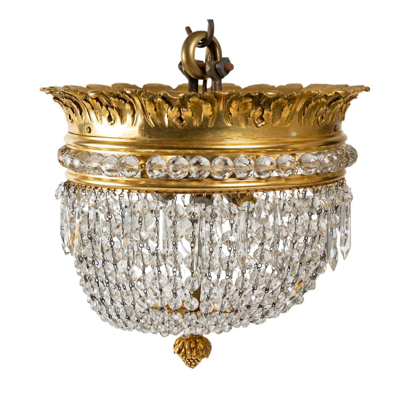 Gilt Bronze and Crystal Pendant, 19th Century