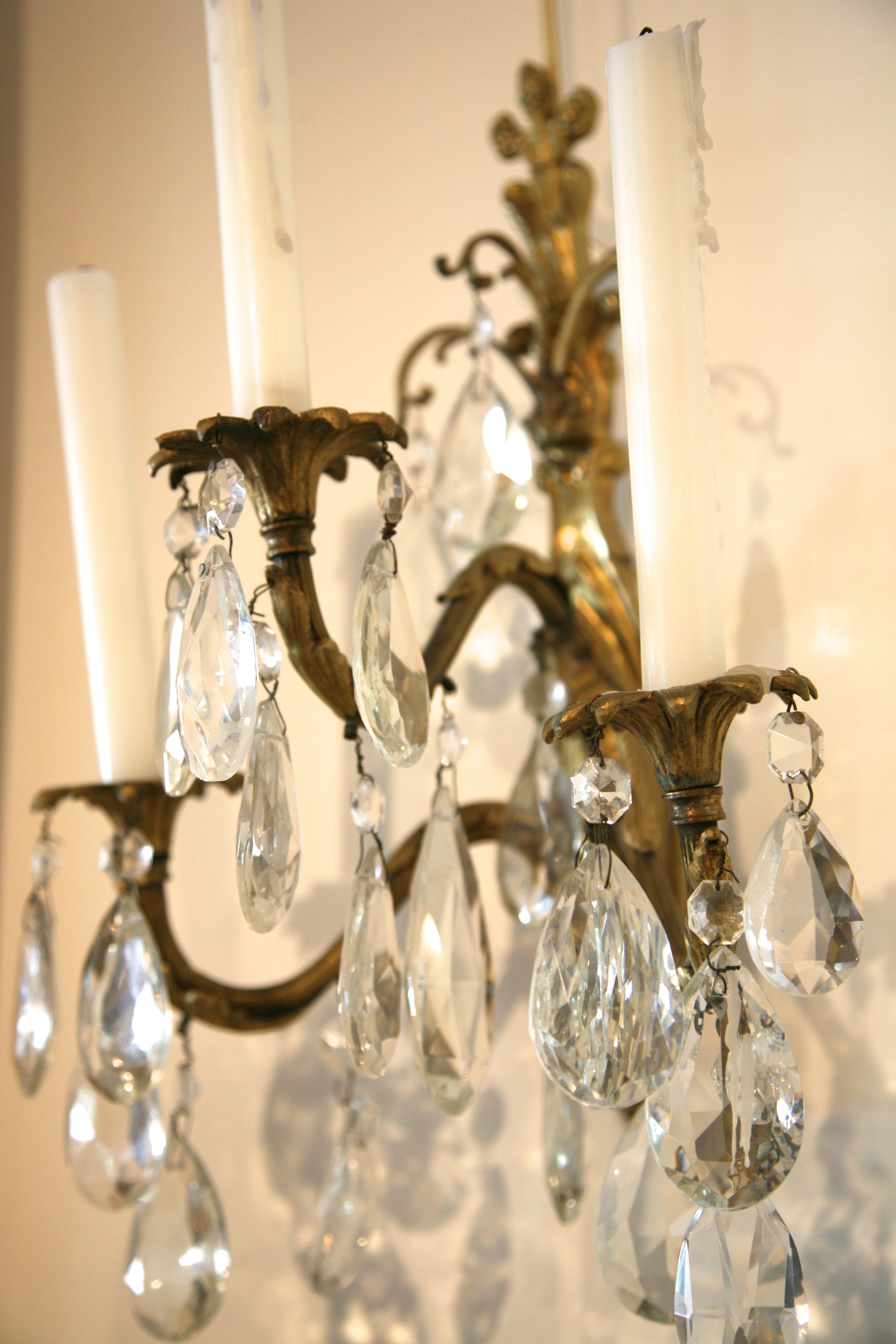 Gilt Bronze and Crystal Sconces, Pair 4