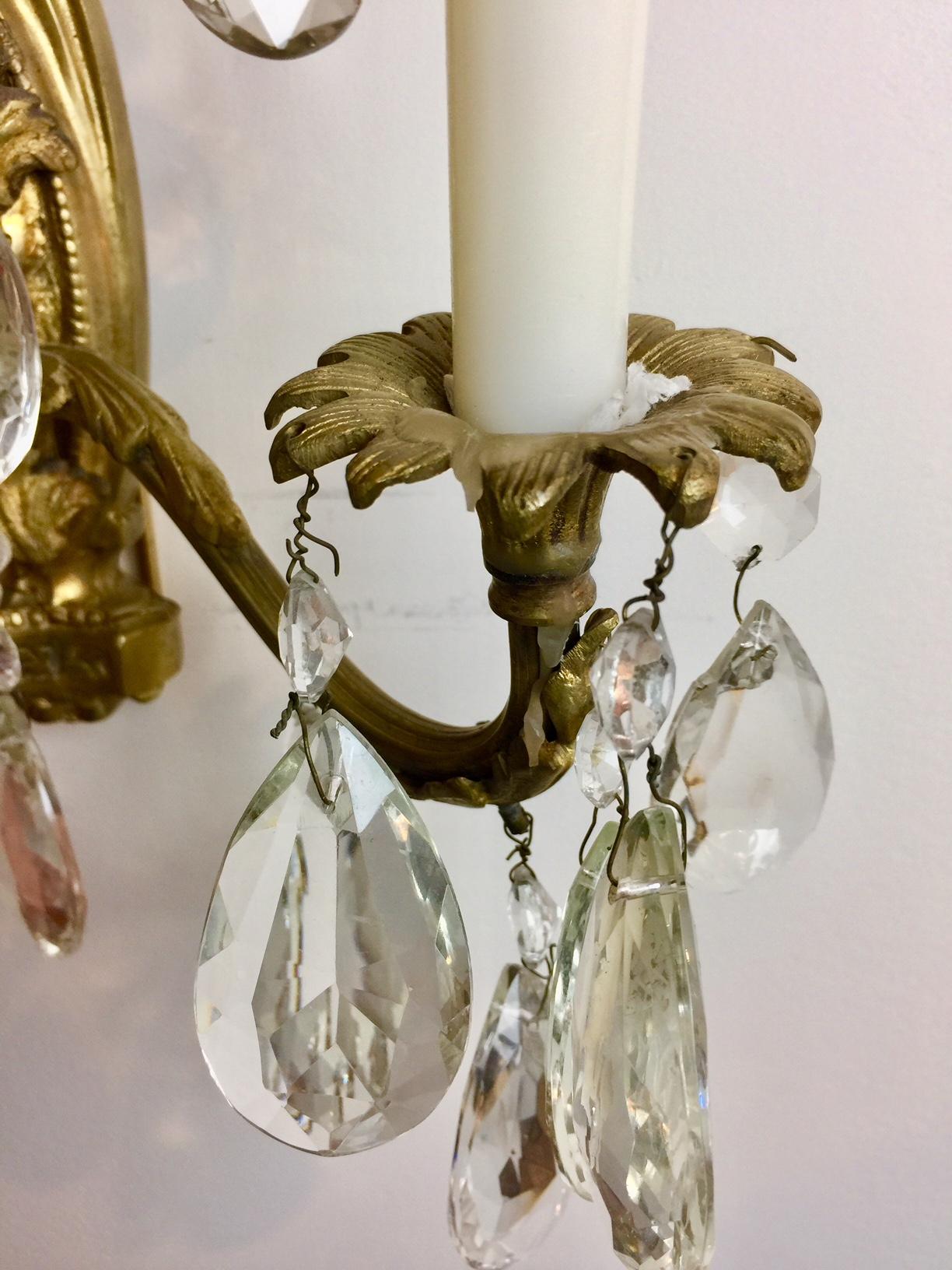 Gilt Bronze and Crystal Sconces, Pair 9