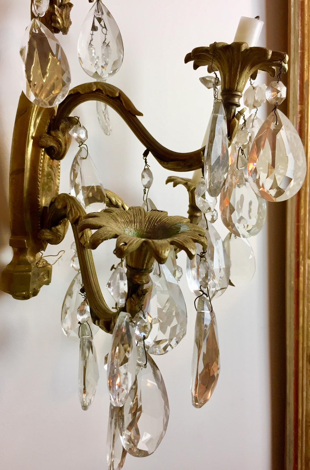 Gilt Bronze and Crystal Sconces, Pair 11
