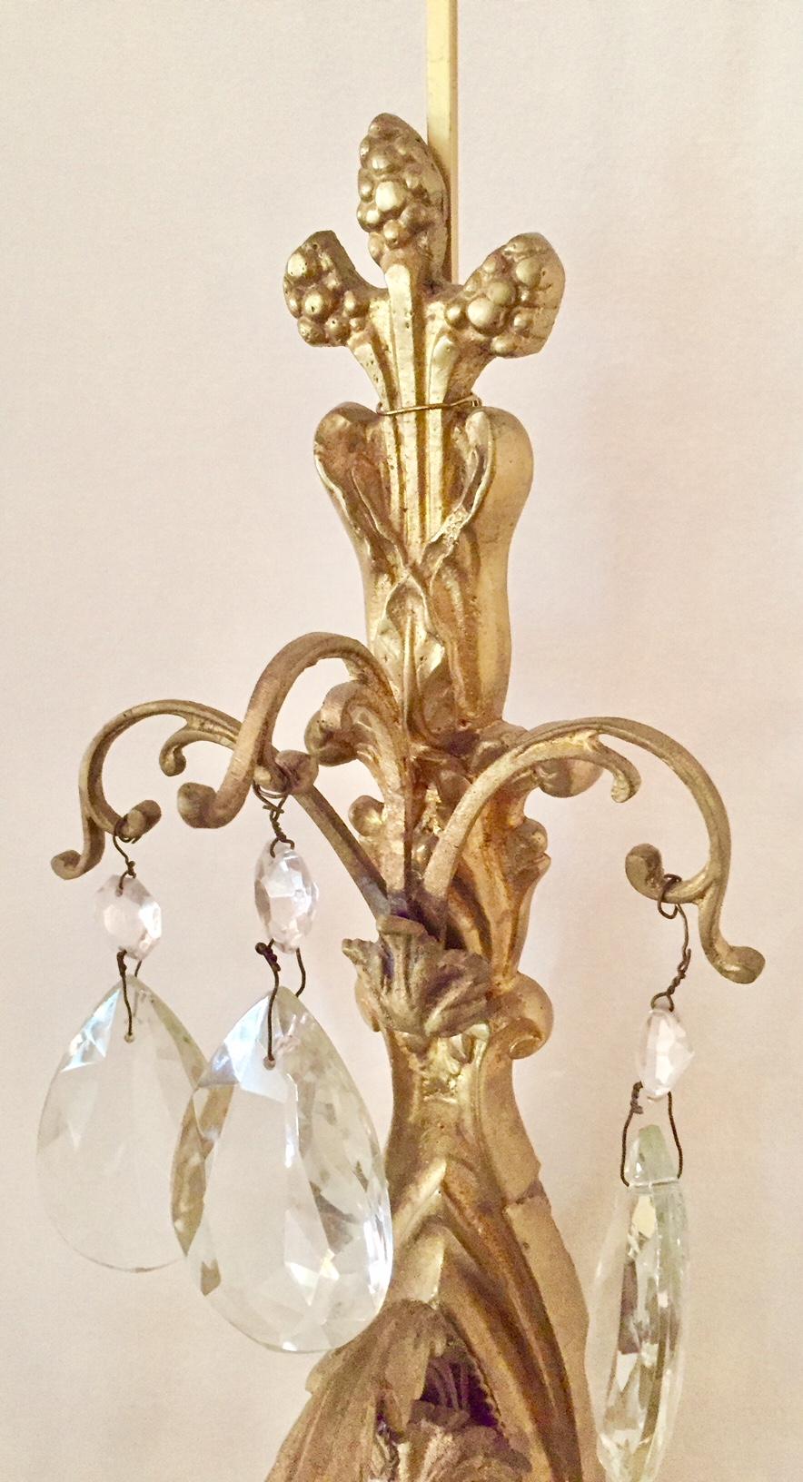Gilt Bronze and Crystal Sconces, Pair In Excellent Condition In Montreal, Quebec