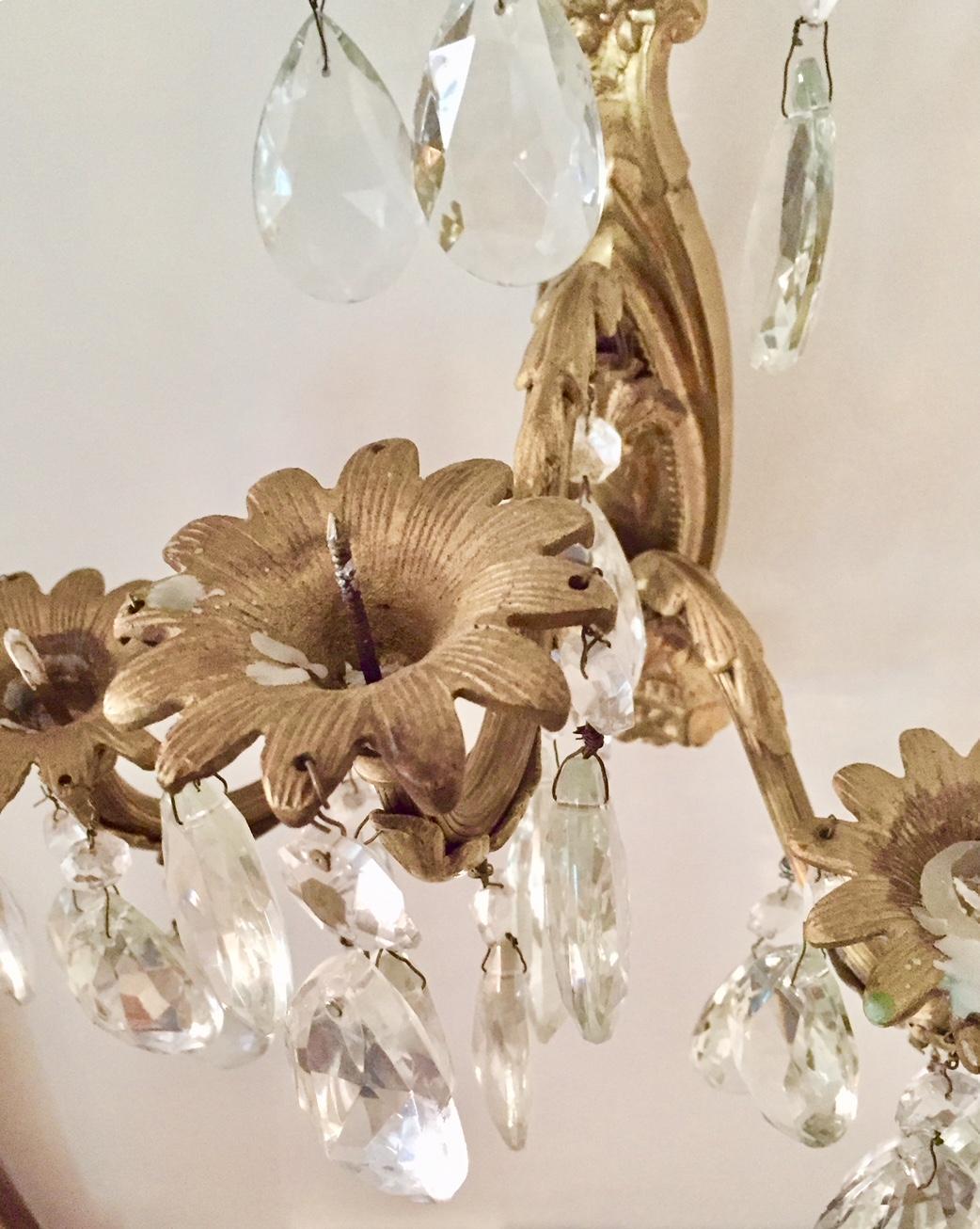 Gilt Bronze and Crystal Sconces, Pair 2
