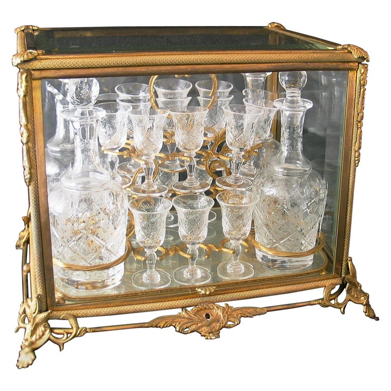 GiltBronze and CutGlass Decanter Set by Baccarat For Sale at 1stDibs