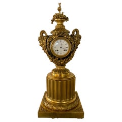 Gilt Bronze and Ebony Table Top /Mantel Clock French 19 Th Century