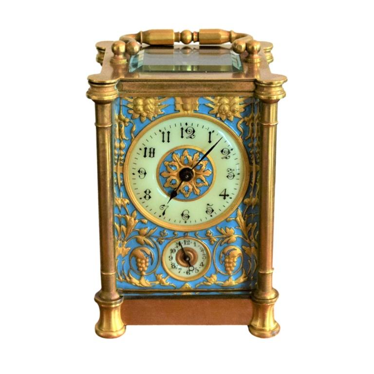 Gilt Bronze and Enamel French Officer’s Clock In Good Condition In Wilmington, DE