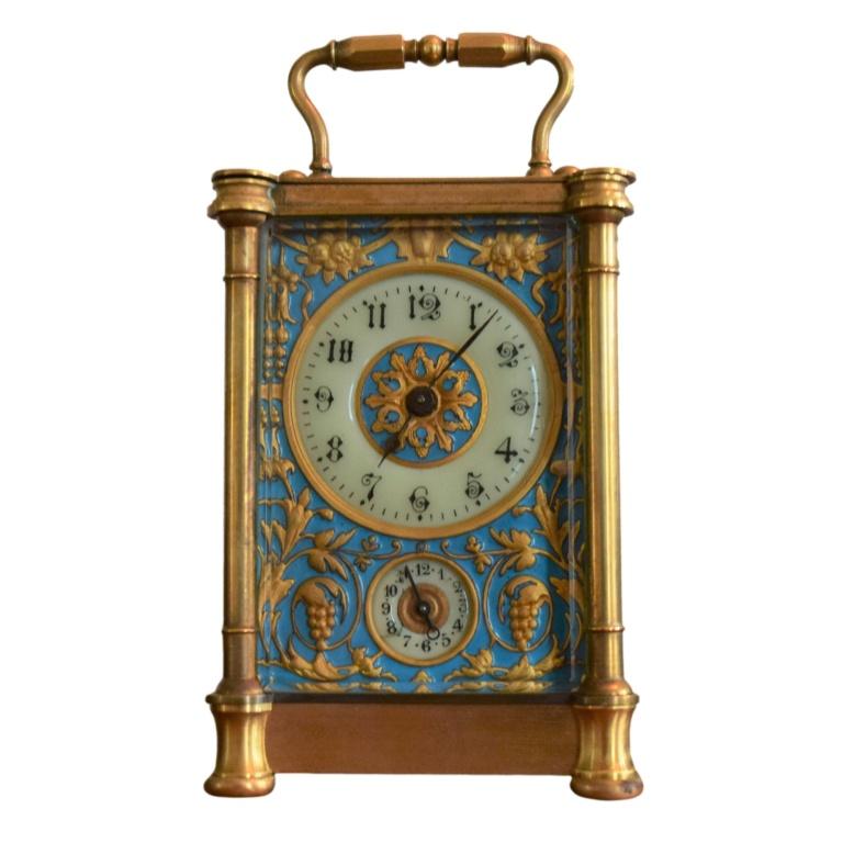 19th Century Gilt Bronze and Enamel French Officer’s Clock