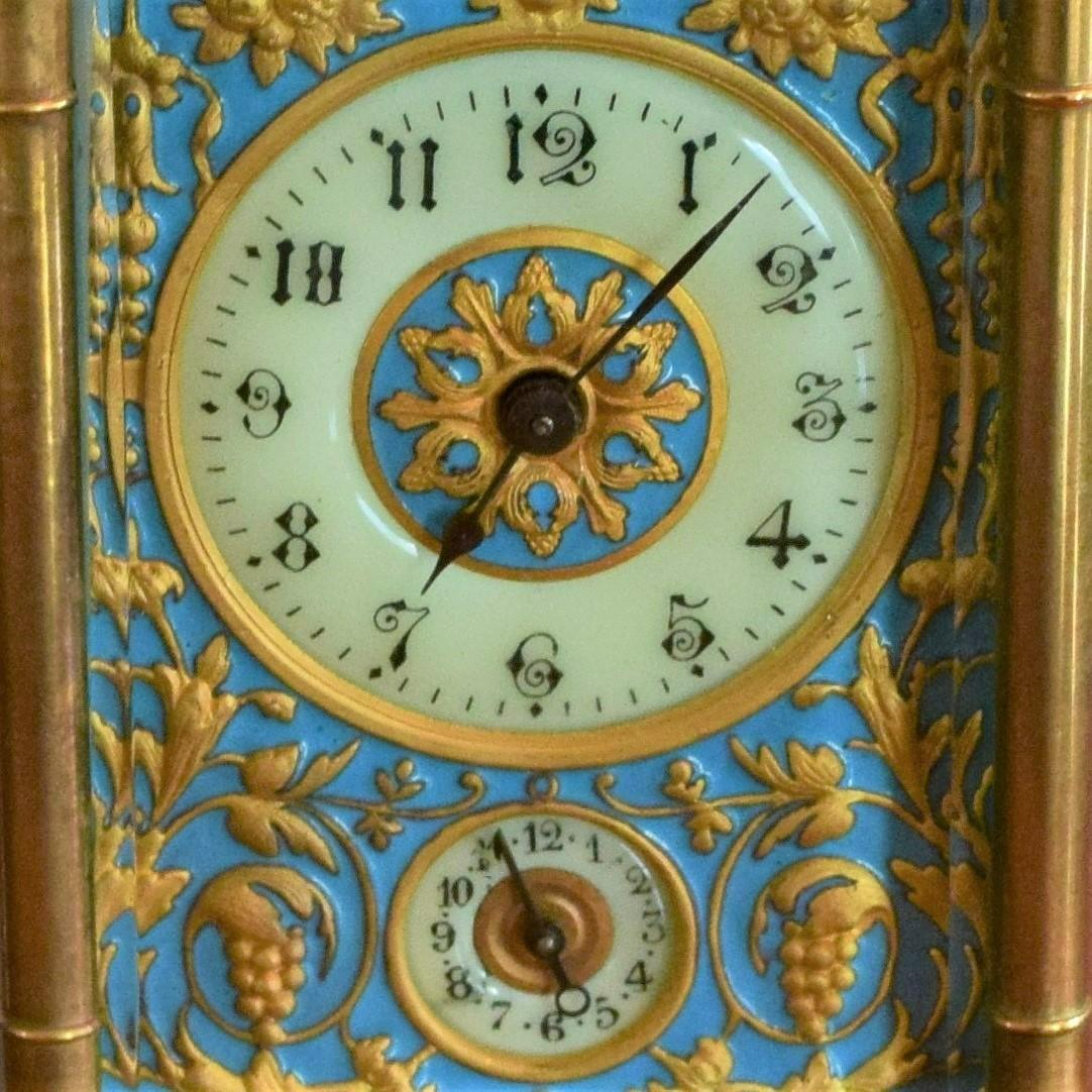 Gold Gilt Bronze and Enamel French Officer’s Clock