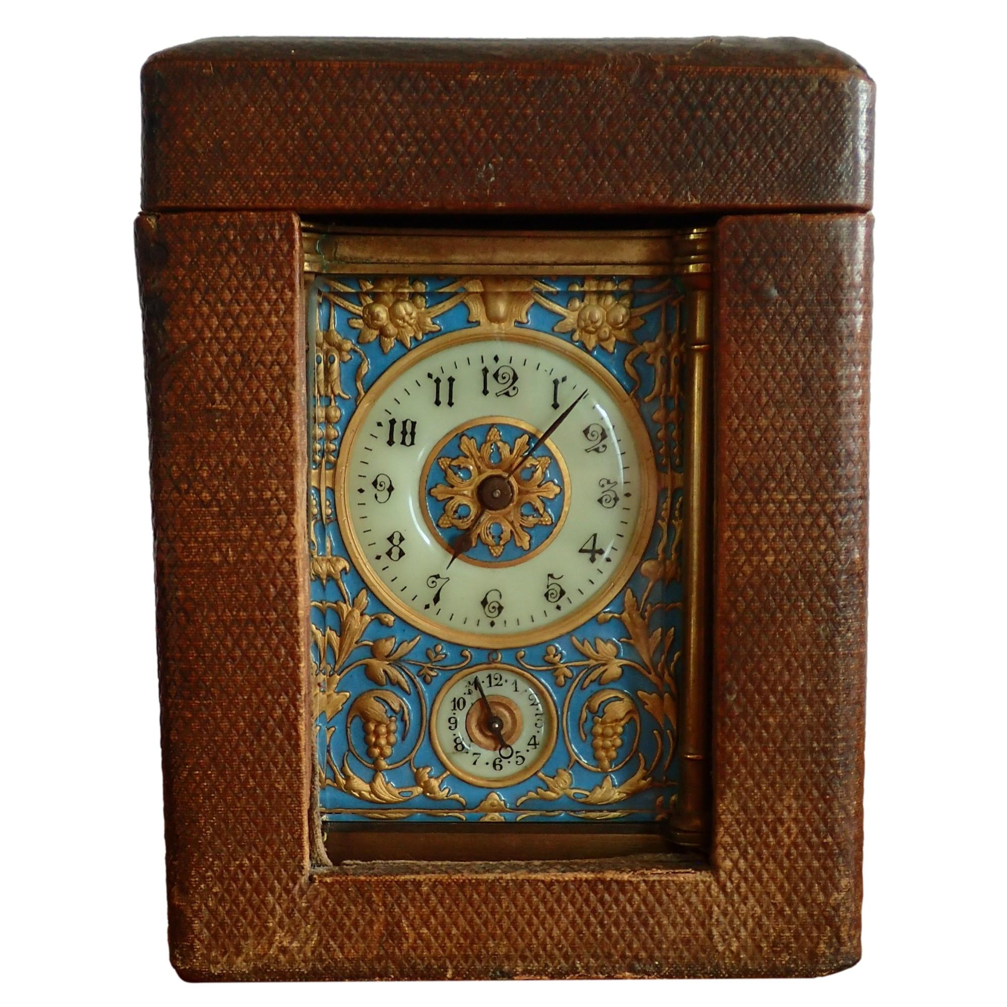 Gilt Bronze and Enamel French Officer’s Clock 1