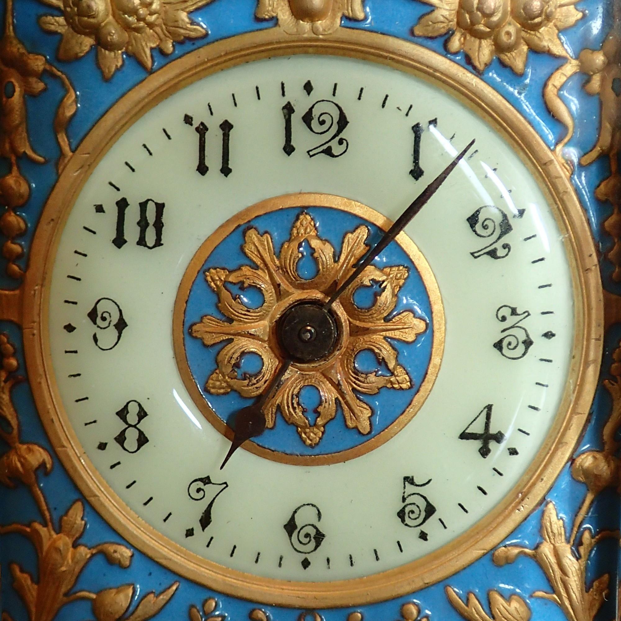 Gilt Bronze and Enamel French Officer’s Clock 2