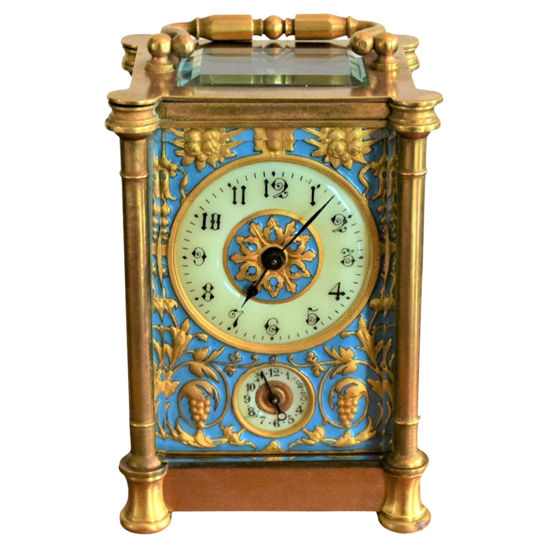 Gilt Bronze and Enamel French Officer’s Clock
