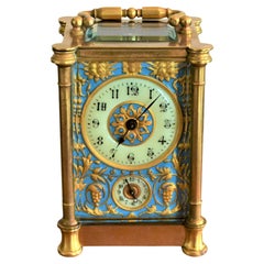 Antique Gilt Bronze and Enamel French Officer’s Clock