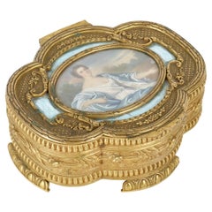 Gilt Bronze and Enamel Plaque Box, 19th Century.