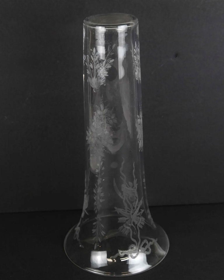 Gilt Bronze and Engraved Glass Flower Vase For Sale at 1stDibs