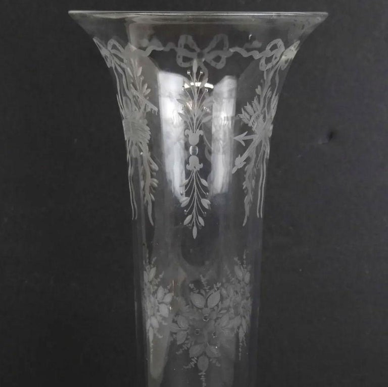 Gilt Bronze and Engraved Glass Flower Vase For Sale at 1stDibs