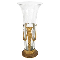 Gilt Bronze and Engraved Glass Flower Vase