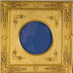 Gilt Bronze and Fabric Double Photo Frame, 19th Century, Napoleon III Period.