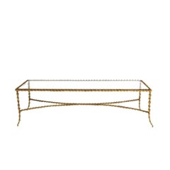Gilt Bronze and Glass, 22 Karat Leaf Design Paul Ferrante Coffee Table