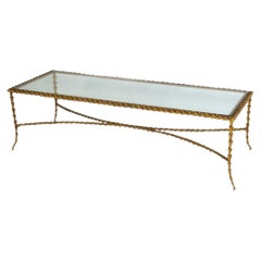 Gilt Bronze and Glass, 22 Karat Leaf Design Paul Ferrante Coffee Table