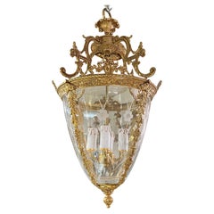 Gilt Bronze and Glass Lantern in French Louis XVI Style