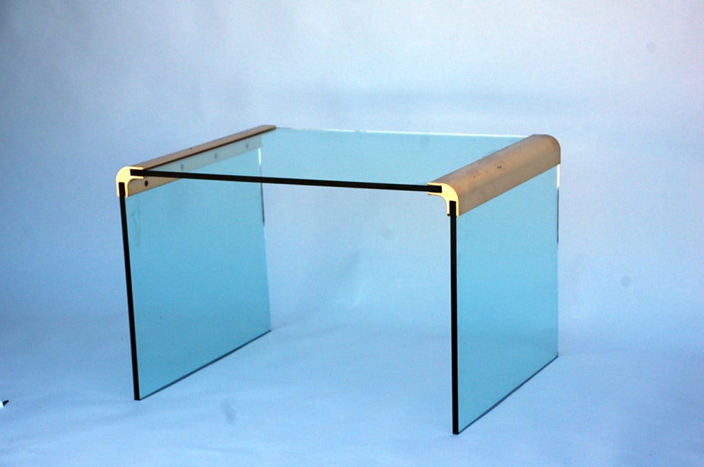 Gilt bronze and glass side table by Pace Collection.