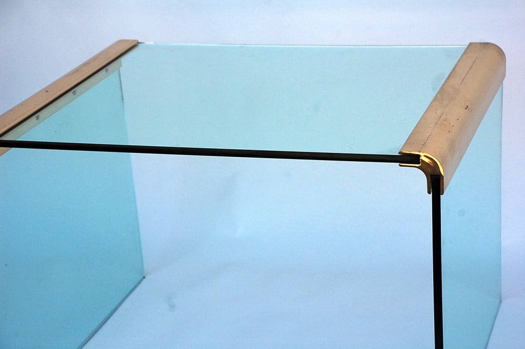 Late 20th Century Gilt Bronze and Glass Side Table by Pace Collection For Sale