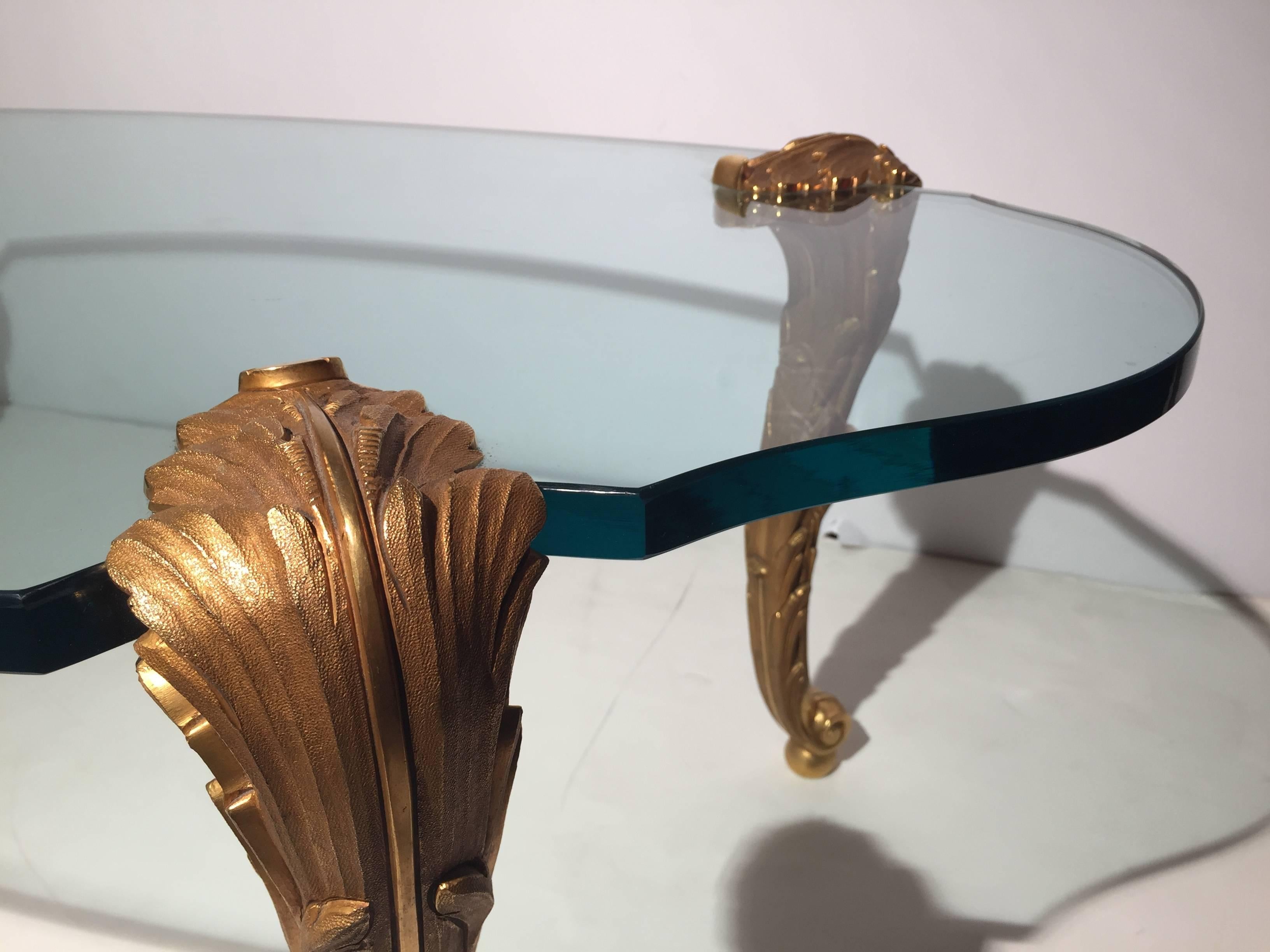 American Gilt Bronze and Glass Table Signed P. E. Guerin