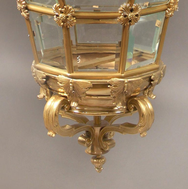 French Gilt Bronze and Glass 'Versailles' Hall Lantern For Sale