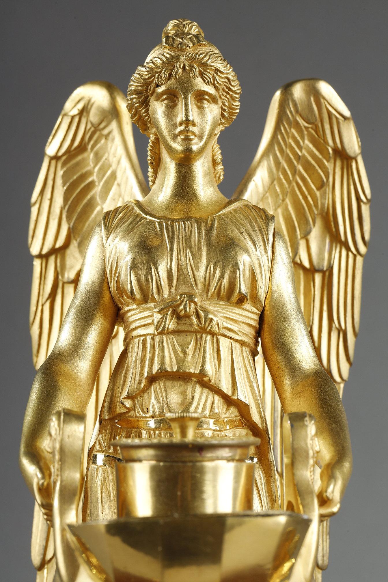 Gilt Bronze and Griotte Red marble inkwell, Empire Period, early 19th century For Sale 5
