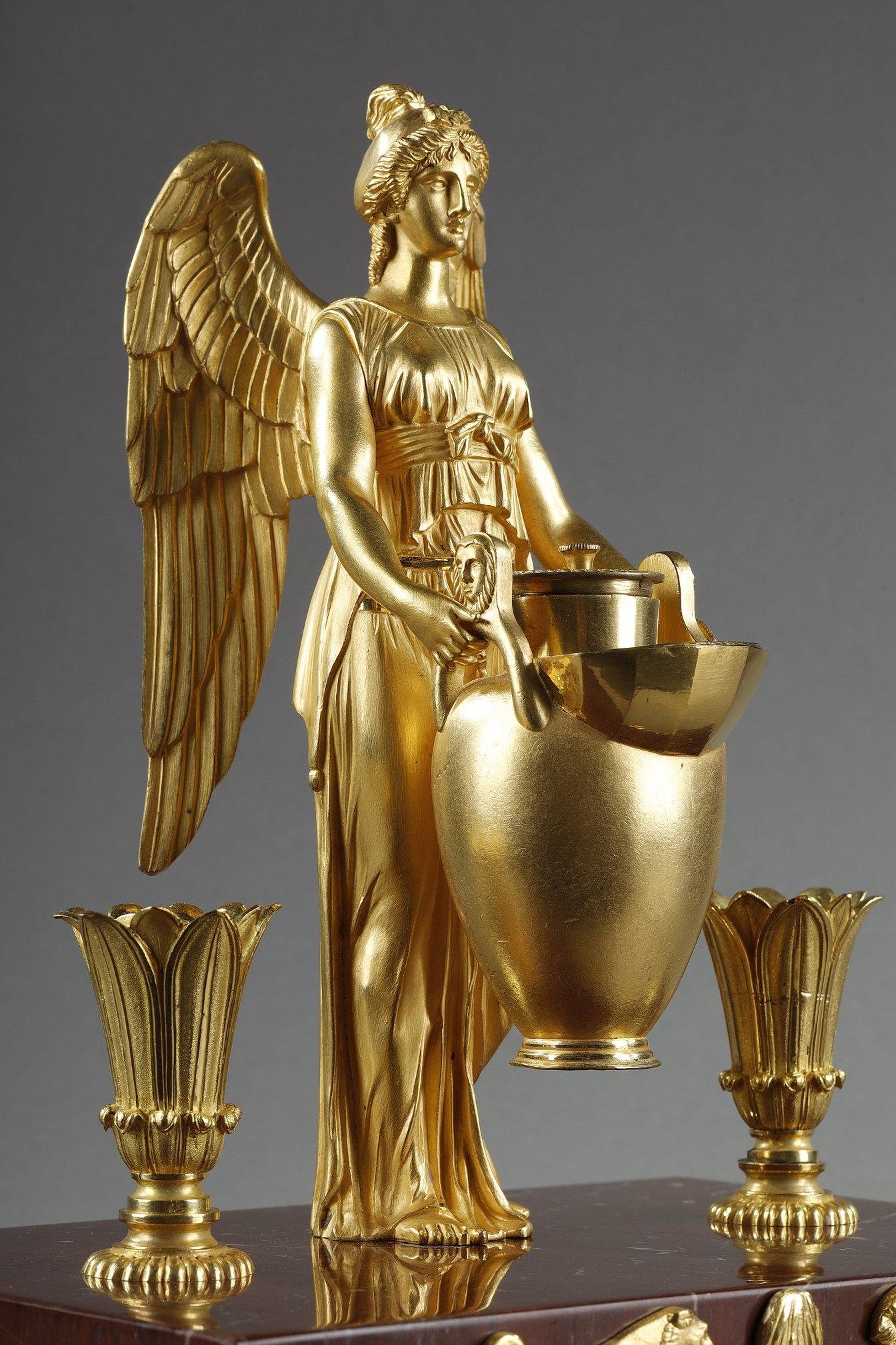 Gilt Bronze and Griotte Red marble inkwell, Empire Period, early 19th century For Sale 6