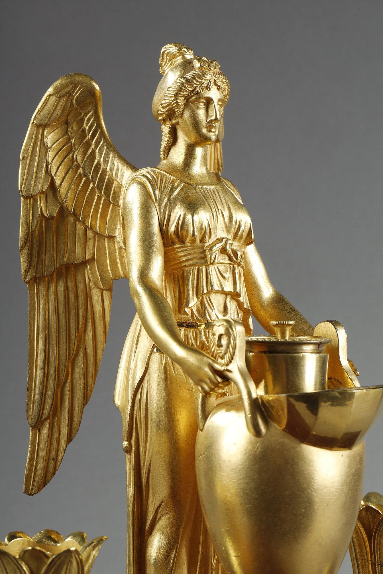 Gilt Bronze and Griotte Red marble inkwell, Empire Period, early 19th century For Sale 7