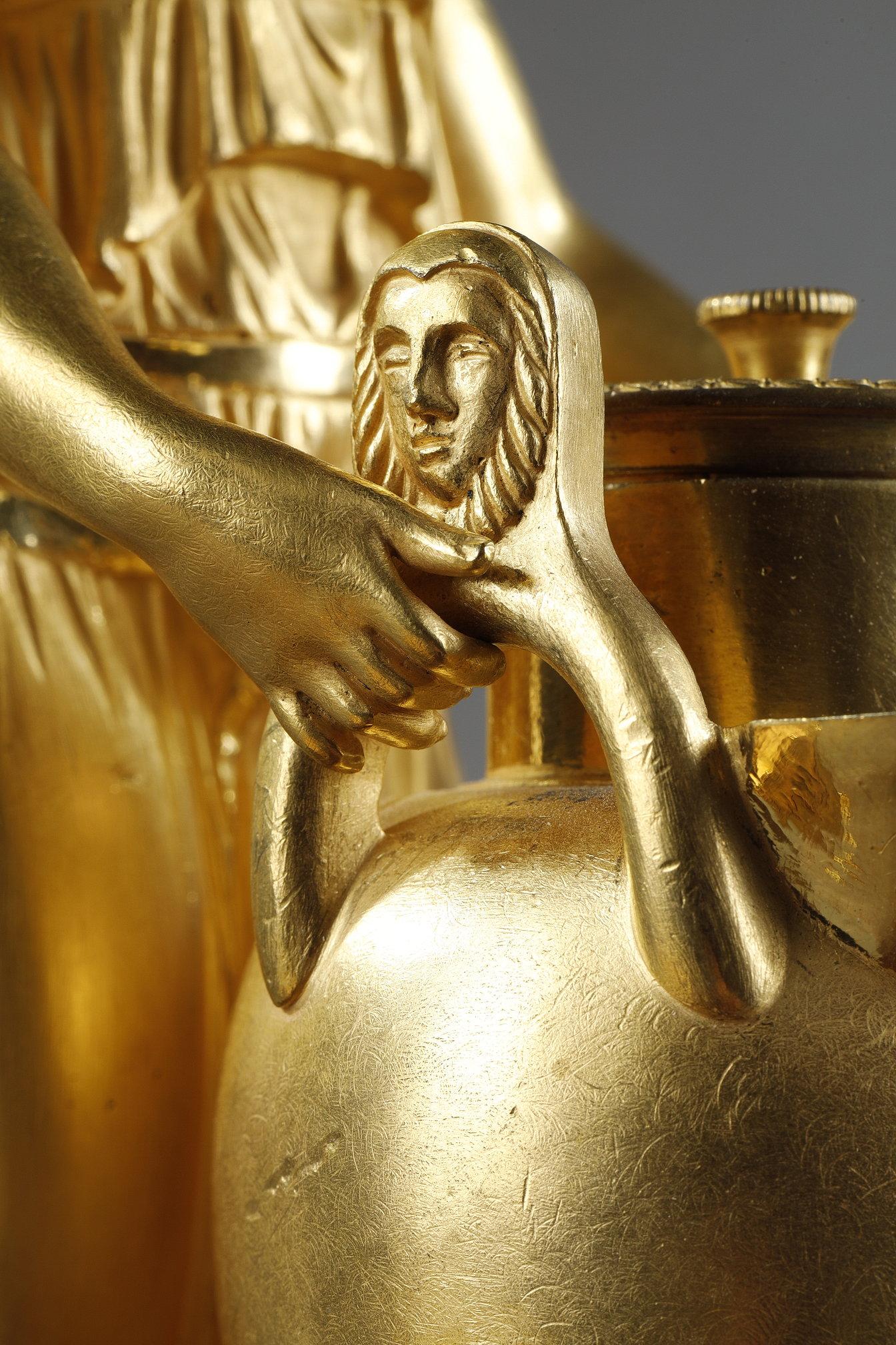 Gilt Bronze and Griotte Red marble inkwell, Empire Period, early 19th century For Sale 10