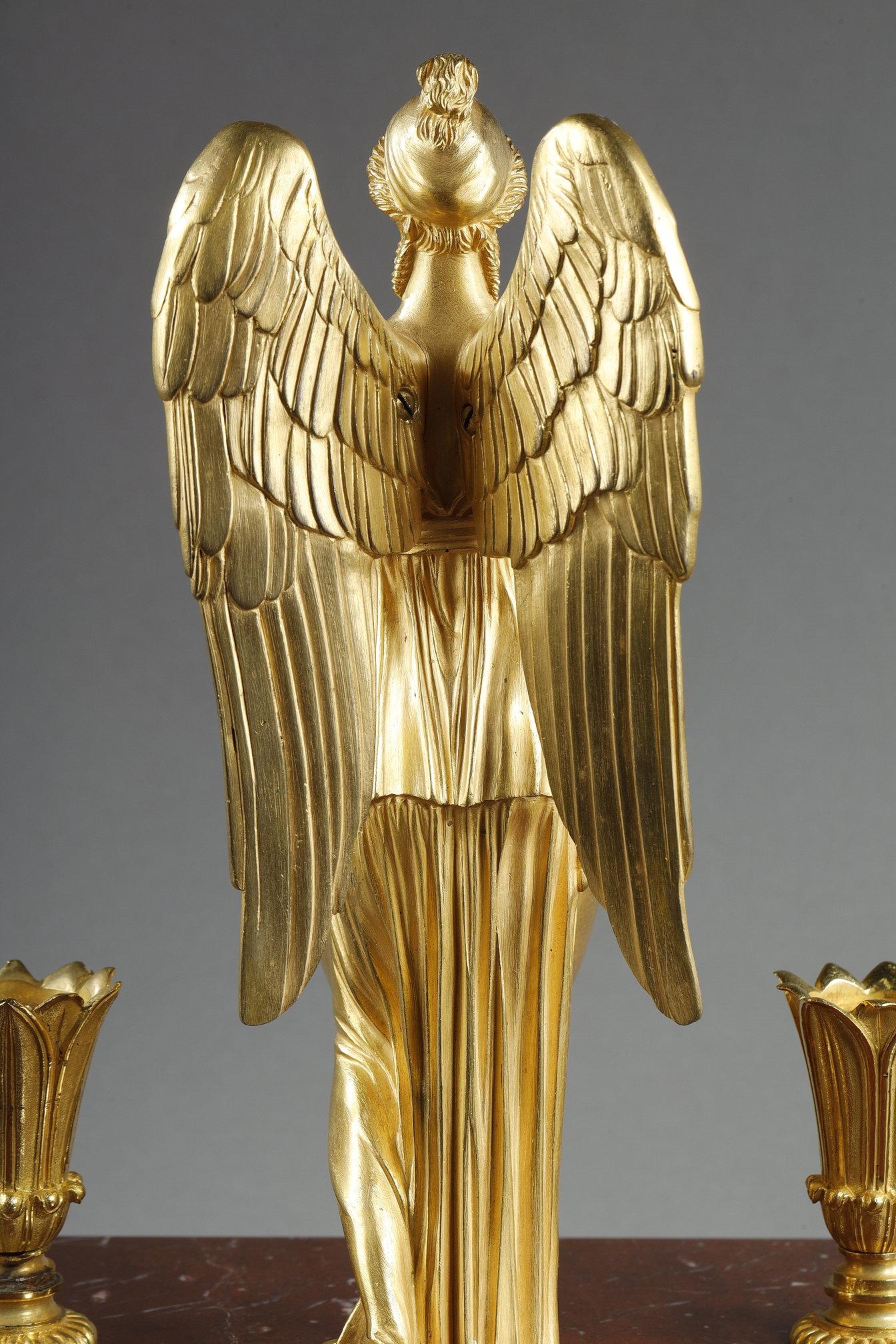 Gilt Bronze and Griotte Red marble inkwell, Empire Period, early 19th century For Sale 11