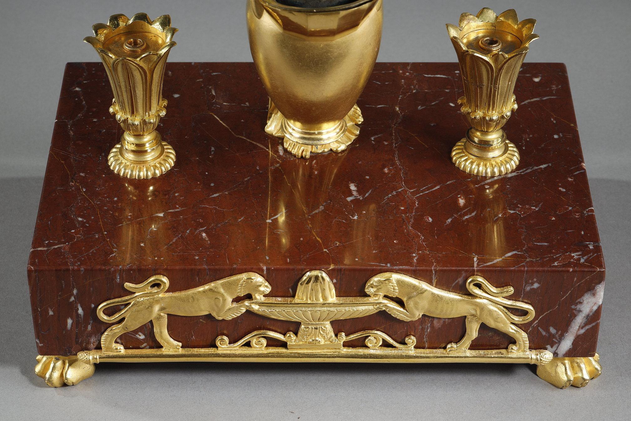 Gilt Bronze and Griotte Red marble inkwell, Empire Period, early 19th century For Sale 12