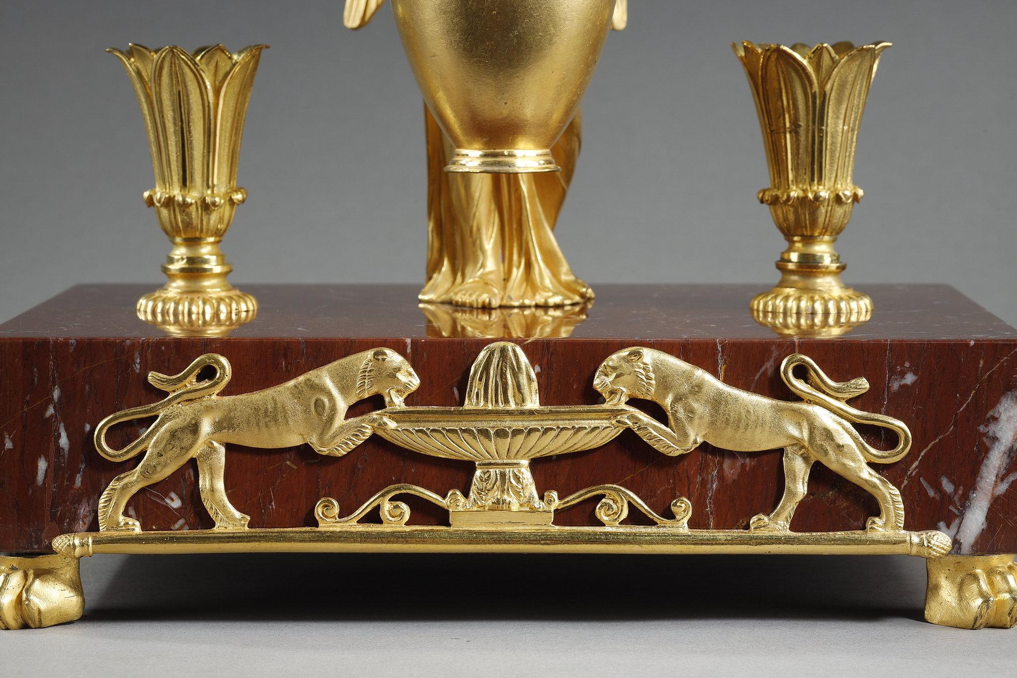 Gilt Bronze and Griotte Red marble inkwell, Empire Period, early 19th century For Sale 13