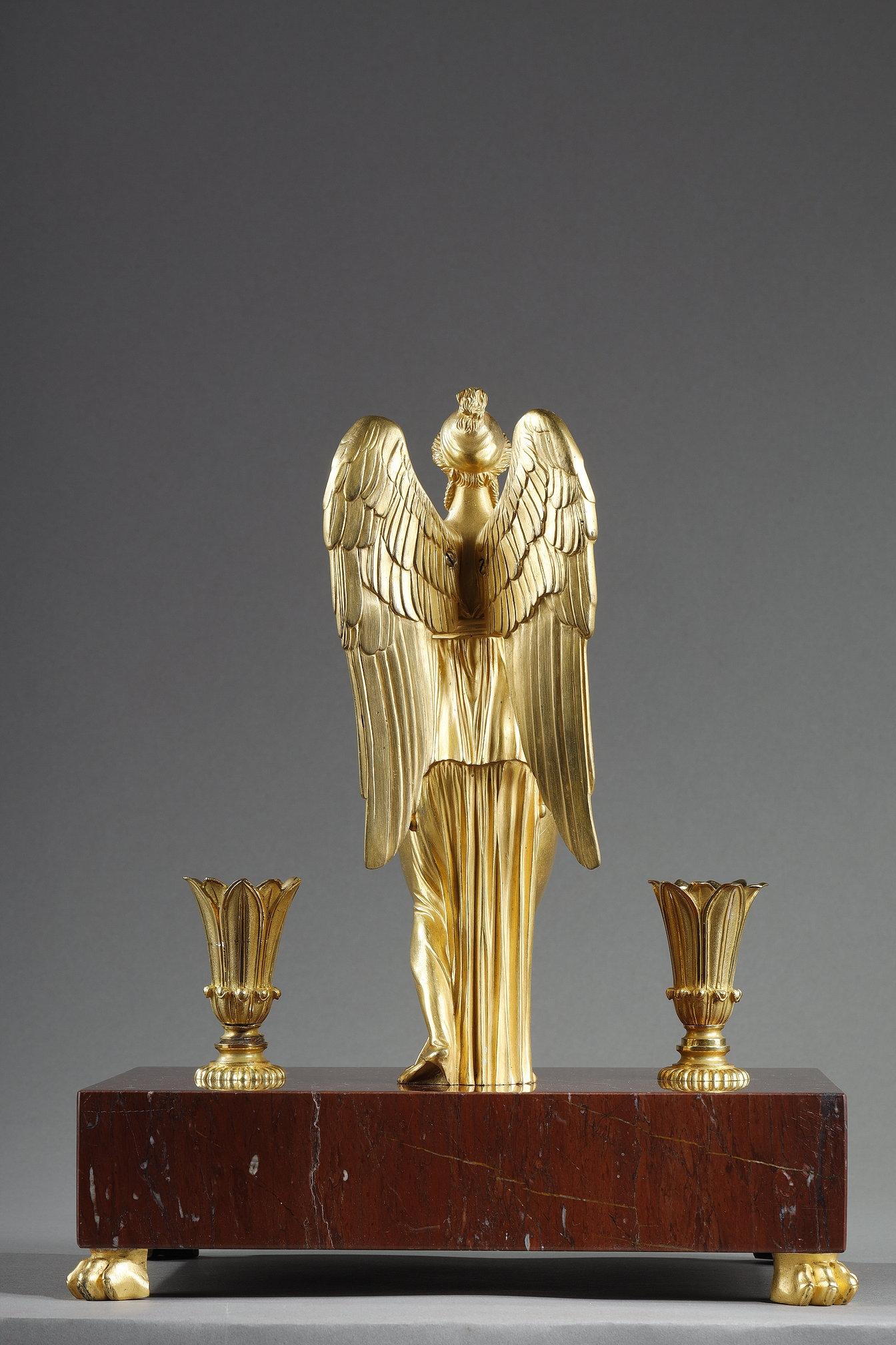 Gilt Bronze and Griotte Red marble inkwell, Empire Period, early 19th century For Sale 1