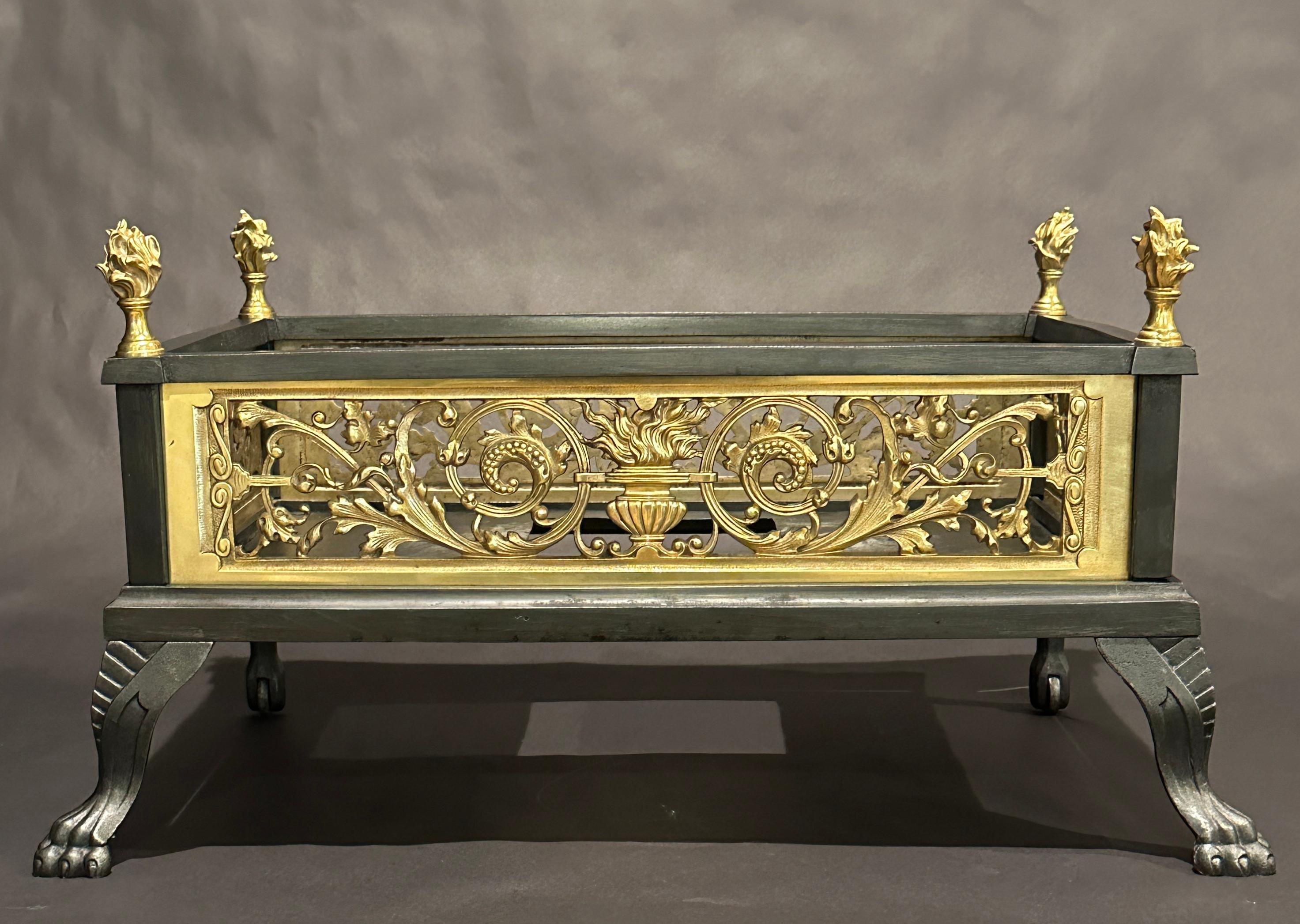 Louis XVI Gilt Bronze And Iron Fireplace Box Grate