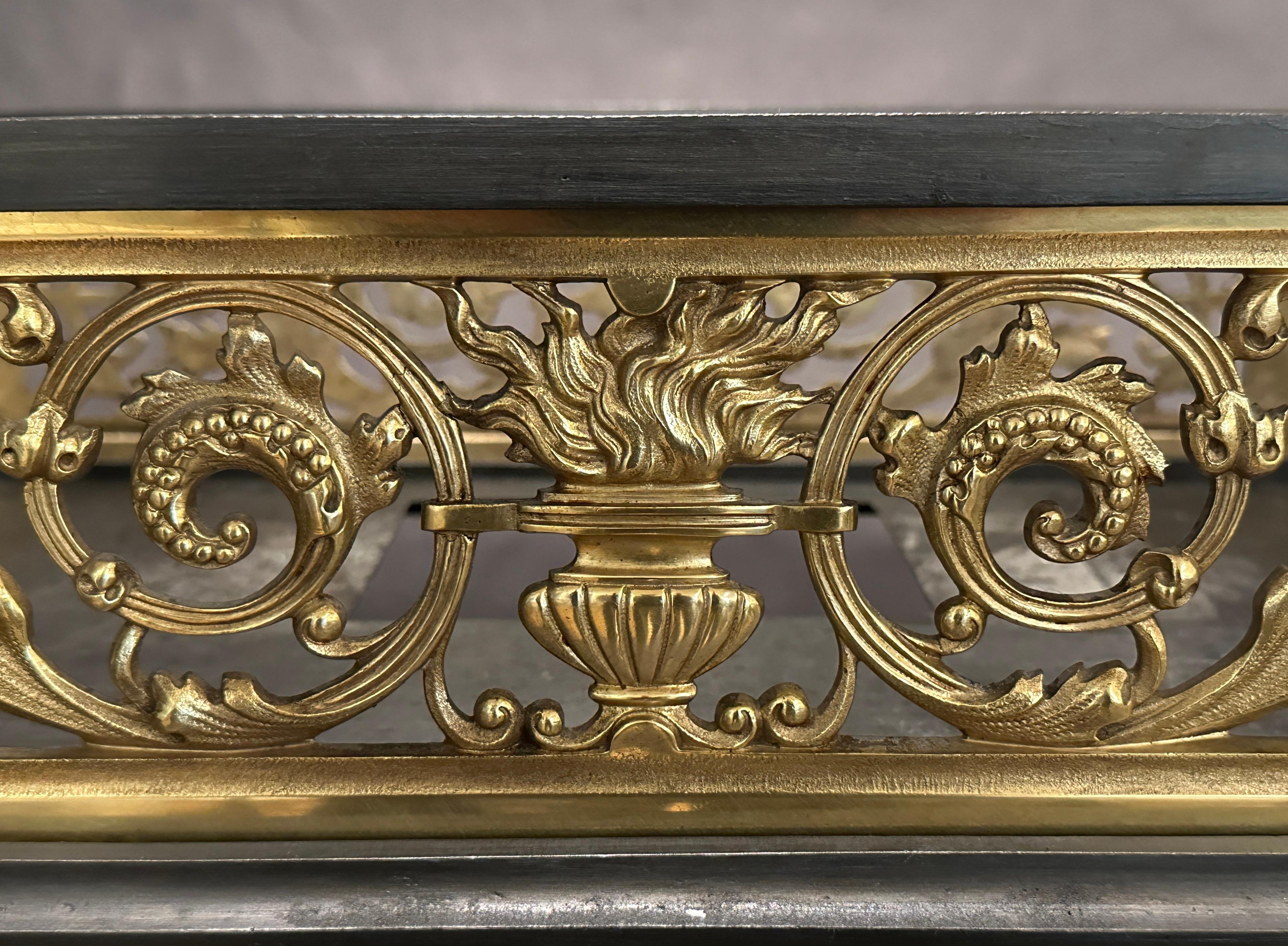 19th Century Gilt Bronze And Iron Fireplace Box Grate