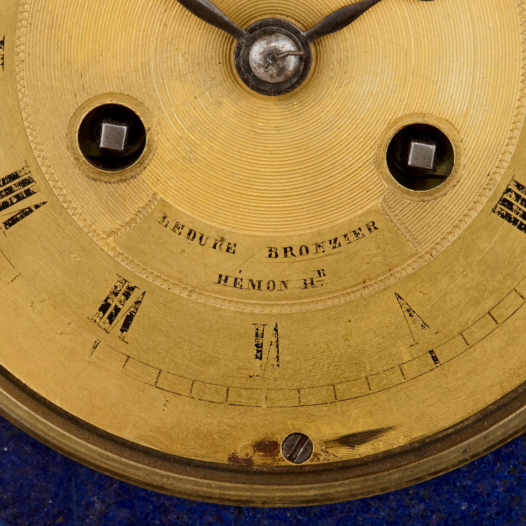 Gilt Bronze and Lapis Lazuli Mantel Clock by Ledure and Hémon In Good Condition In London, GB