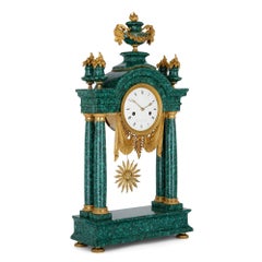 Reloj Luis XVI de Bronce Dorado y Malaquita