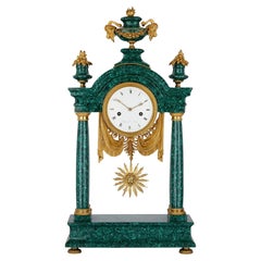 Gilt Bronze and Malachite Louis XVI Clock