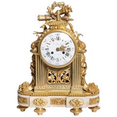 Orologio da camino in bronzo dorato e marmo, firmato F. Berthoud, Parigi