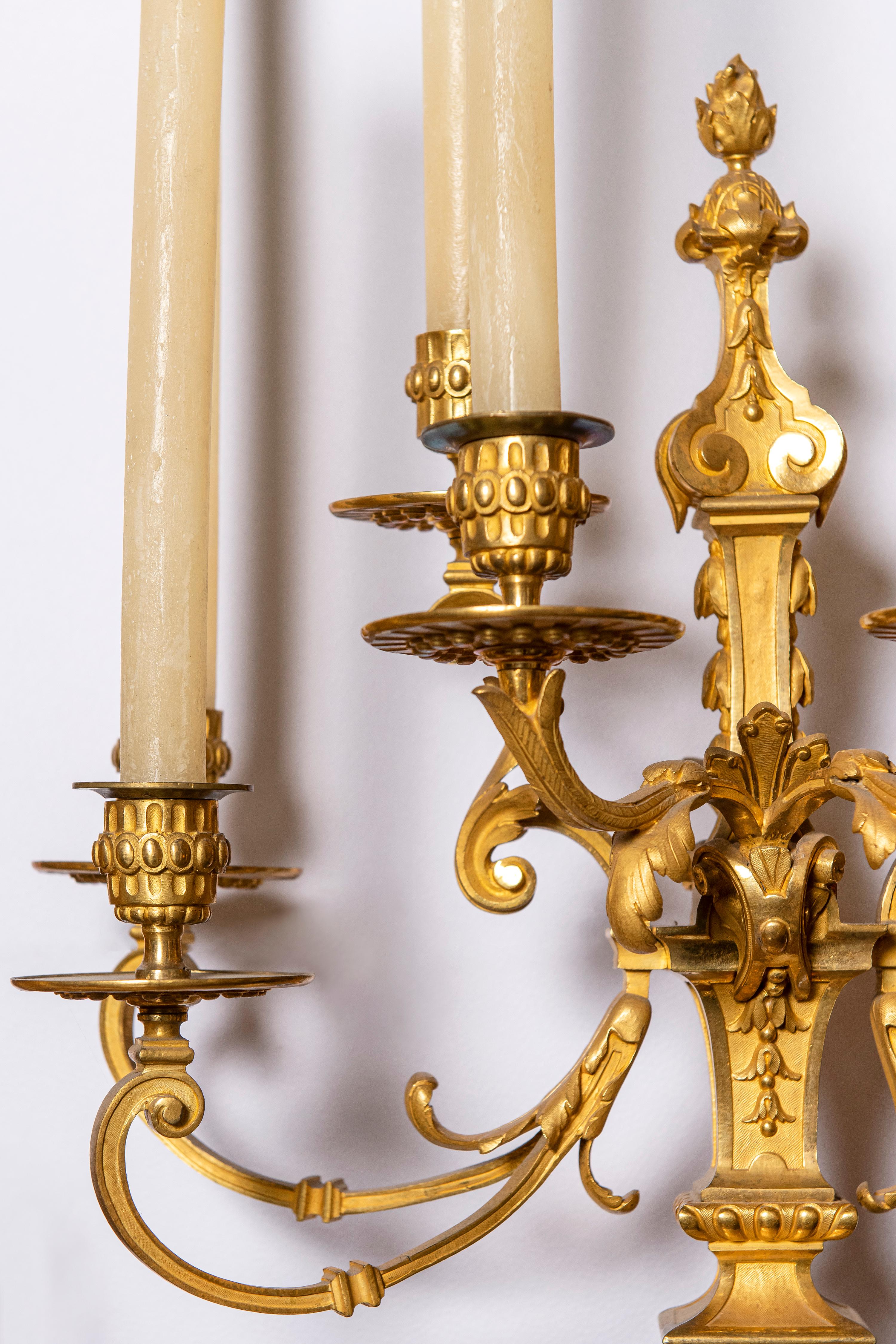 Neoclassical Gilt Bronze and Marble Garniture, Clock Signed Raingo Fres, France, 19th Century For Sale