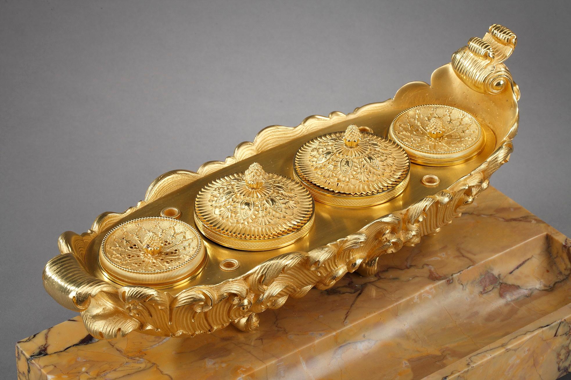 Gilt Bronze and Marble Inkwell, Charles X Period 4