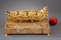 Gilt Bronze and Marble Inkwell, Charles X Period