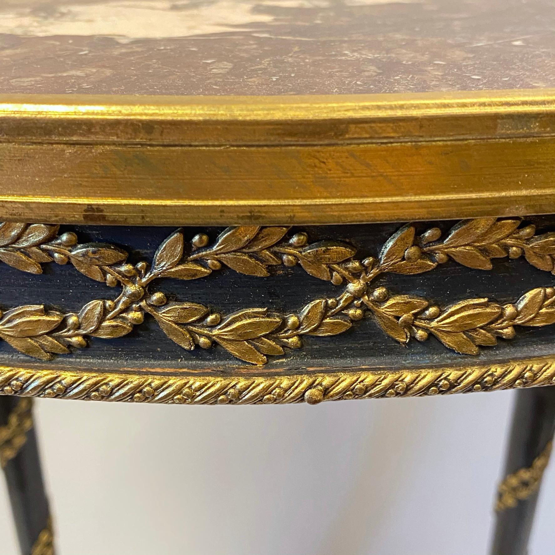Gilt Bronze and Marble Side Table in Louis XVI Style For Sale 5